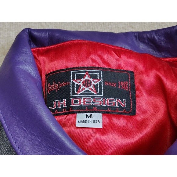 Vintage Jeff Hamilton Purple Leather Bomber Jacket Team Baja Men's Medium M - Picture 5 of 14